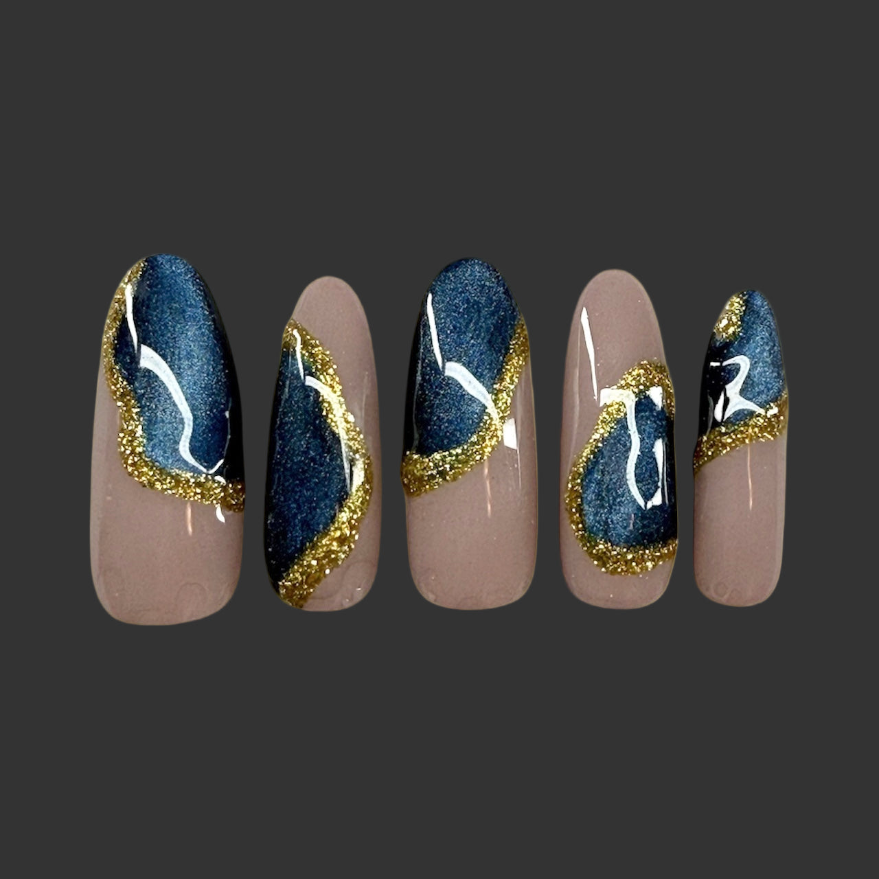 Nail Jewels - Navy/Gold