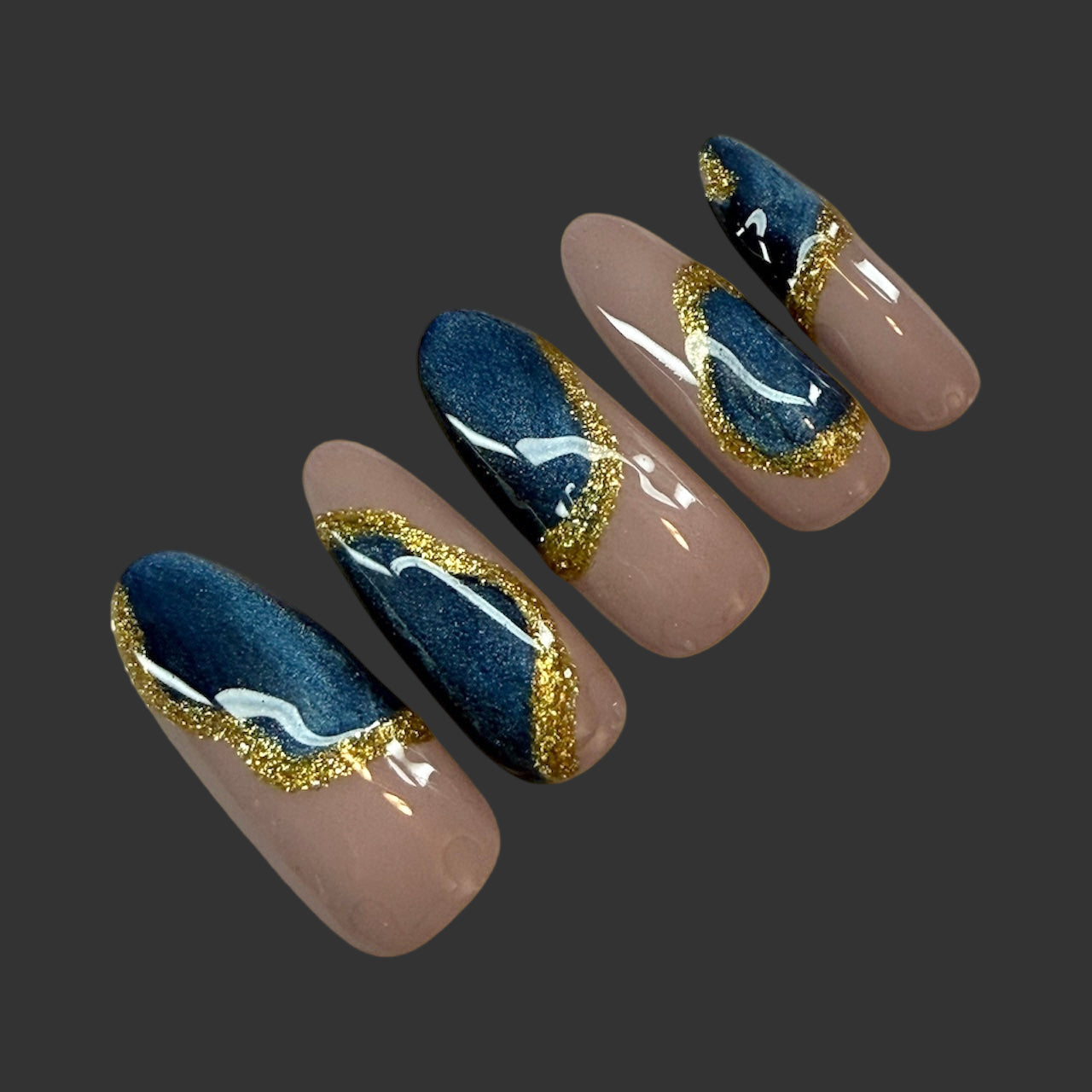 Nail Jewels - Navy/Gold
